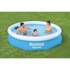 Piscine Autoportée Bestway Fast Set™ 3,05 X 0,66 M Avec Filtration -Fournitures De Piscine 57458 piscine hors sol bestway ronde fast set 305 66 ambiance 2
