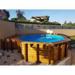 Piscine En Bois Octogonale Ubbink Océa 4,30 X 1,20 M - Liner Bleu -Fournitures De Piscine 7504505 piscine bois octogonale ubbink ocea 430 bleu ambiance
