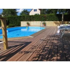 Piscine En Bois Octogonale Ubbink Océa 6,10 X 4,00 X 1,30 M - Liner Bleu -Fournitures De Piscine 7504508 piscine bois octogonale ubbink ocea 400 610 bleu ambiance 2