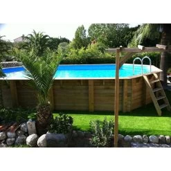 Piscine En Bois Octogonale Ubbink Océa 8,60 X 4,70 X 1,30 M - Liner Bleu -Fournitures De Piscine 7504509 piscine bois octogonale ubbink ocea 470 860 bleu ambiance 2