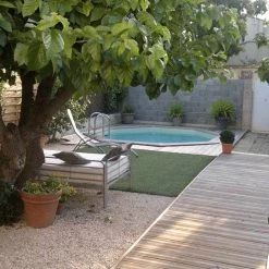 Fournitures De Piscine -Fournitures De Piscine 7504510 piscine bois octogonale ubbink ocea 580 beige ambiance 2