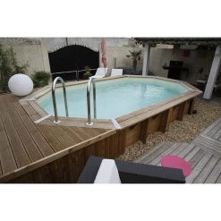 Piscine En Bois Octogonale Ubbink Océa 6,10 X 4,00 X 1,30 M - Liner Beige 9 Piscine En Bois Octogonale Ubbink Océa 6,10 X 4,00 X 1,30 M - Liner Beige -Fournitures De Piscine 7504511 piscine bois octogonale ubbink ocea 400x610 beige ambiance 3