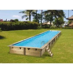 Piscine En Bois Rectangulaire Ubbink Linéa 15,50 X 3,50 X 1,55 M - Liner Beige -Fournitures De Piscine 7504552 piscine bois rectangulaire ubbink linea 350x1550 bleu 1