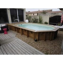 Piscine En Bois Octogonale Ubbink Océa 5,50 X 3,55 X 1,20 M - Liner Beige -Fournitures De Piscine 7504594 piscine bois octogonale ubbink ocea 355 550 beige ambiance 3