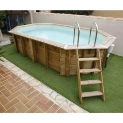 Piscine En Bois Octogonale Ubbink Océa 5,50 X 3,55 X 1,20 M - Liner Beige -Fournitures De Piscine 7504594 piscine bois octogonale ubbink ocea 355 550 beige echelle