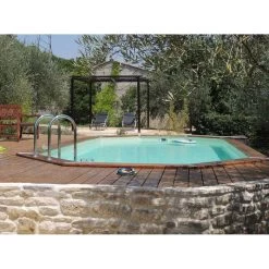 Piscine En Bois Octogonale Ubbink Azura 7,50 X 4,00 X 1,30 M - Liner Beige -Fournitures De Piscine 7504718 piscine bois rectangulaire ubbink azura 400 750 beige ambiance 2
