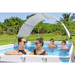 Auvent Pour Piscine Tubulaire Bestway Largeur 2,10 à 3,40 M -Fournitures De Piscine auvent ovale bestway ambiance 2