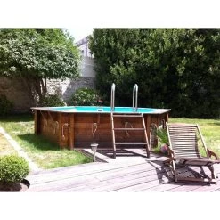 Piscine En Bois Hexagonale Ubbink Azura 4,10 X 1,20 M - Liner Bleu + Bâche à Bulles -Fournitures De Piscine azura 410 4 min