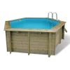 Piscine En Bois Hexagonale Ubbink Azura 4,10 X 1,20 M - Liner Bleu + Bâche à Bulles -Fournitures De Piscine azura 410 fond blanc