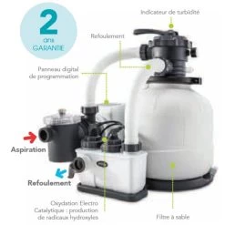 Combiné Filtre à Sable 6 M³/h Et Stérilisateur Intex + OEC -Fournitures De Piscine combine filtre a sable et ecosterilisateur intex min