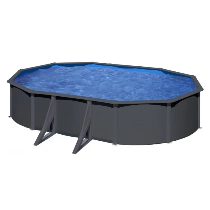 GRE Piscine Ovale Acier Gré Gris Anthracite - 6,10 X 3,75 X 1,20 M 3 GRE Piscine Ovale Acier Gré Gris Anthracite - 6,10 X 3,75 X 1,20 M