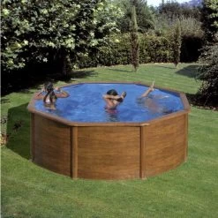 GRE Piscine Ronde Acier Gré Sicilia Imitation Bois - Ø 3 X 1,20 M -Fournitures De Piscine kitpr353w piscine ronde acier gre sicilia imitation bois 350 120 ambiance 1