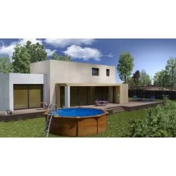 GRE Piscine Ronde Acier Gré Sicilia Imitation Bois - Ø 3 X 1,20 M -Fournitures De Piscine kitpr453w piscine ronde acier gre sicilia imitation bois 460 120 ambiance 2