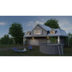 GRE Piscine Ronde Acier Gré Gris Anthracite - Ø 3,00 X 1,20 M -Fournitures De Piscine kitpr458gy piscine ronde acier gre gris anthracit 132 460cm ambiance 1 2