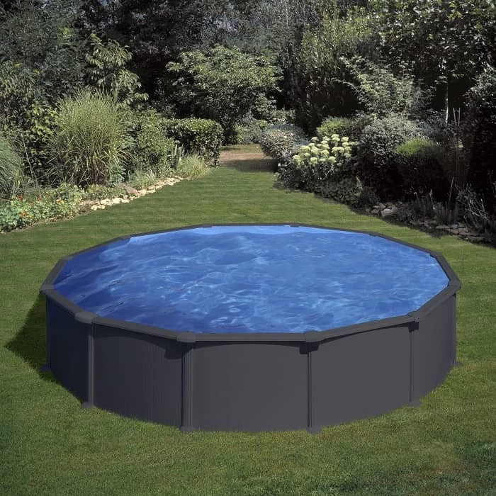 GRE Piscine Ronde Acier Gré Gris Anthracite 3,50 X 1,30 M 4 GRE Piscine Ronde Acier Gré Gris Anthracite 3,50 X 1,30 M – Image 2
