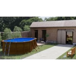 GRE Piscine Ovale Acier Gré Sicilia Imitation Bois - 5 X 3 X 1,20 M -Fournitures De Piscine kitprov503w piscine ovale acier gre sicilia imitation bois 500 300 120 ambiance
