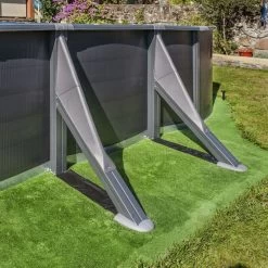 GRE Piscine Ovale Acier Gré Gris Anthracite - 7,30 X 3,75 X 1,20 M -Fournitures De Piscine pied piscine ovale gre gris anthracite 1