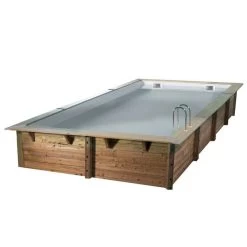 Piscine En Bois Rectangulaire Ubbink Linéa 8,00 X 5,00 X 1,40 M - Liner Gris