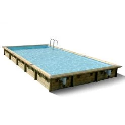 Piscine En Bois Rectangulaire Ubbink Linéa 8,00 X 5,00 X 1,40 M - Liner Bleu -Fournitures De Piscine piscine bois linea 500 x 800 h 140 cm liner bleu 1