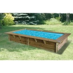 Piscine En Bois Rectangulaire Ubbink Sunwater 3,50 X 2,00 X 0,71 M - Liner Bleu -Fournitures De Piscine piscine en bois ubbink sunwater 200x350 ambiance 1