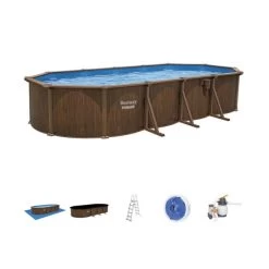 Piscine En Acier Bestway Hydrium Effet Bois - 7,30 X 3,60 X 1,30 M -Fournitures De Piscine piscine hors sol acier ovale 730 m x 360 m x 130 m hydrium