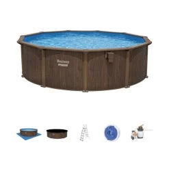 Piscine En Acier Bestway Hydrium Effet Bois Ø 4,90 X H 1,30 M 15 Piscine En Acier Bestway Hydrium Effet Bois Ø 4,90 X H 1,30 M -Fournitures De Piscine piscine hors sol acier ronde 488 x 130 m hydrium