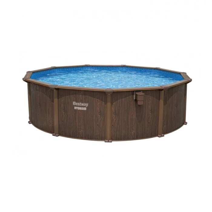 Piscine En Acier Bestway Hydrium Effet Bois Ø 4,90 X H 1,30 M 3 Piscine En Acier Bestway Hydrium Effet Bois Ø 4,90 X H 1,30 M