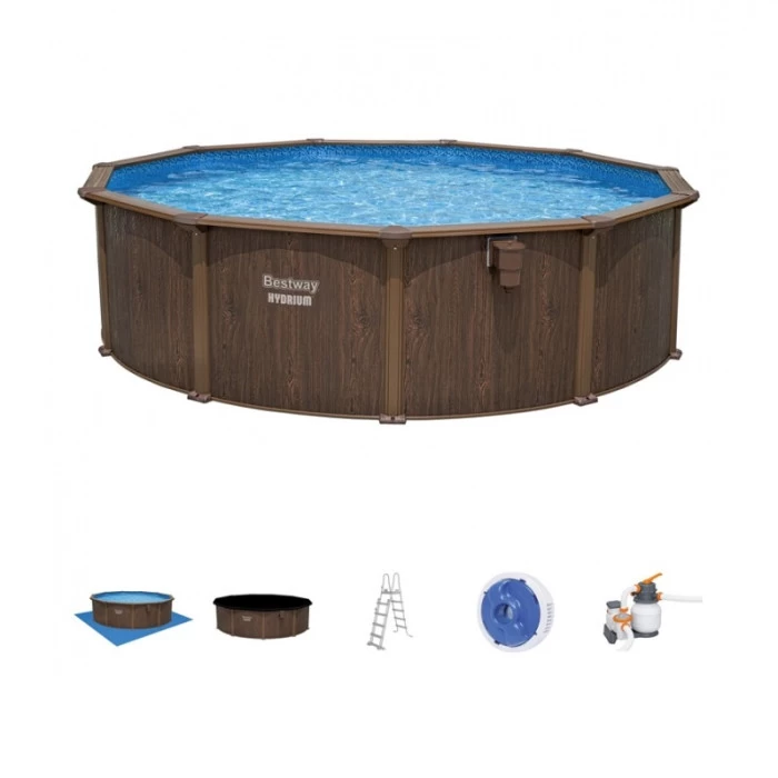 Piscine En Acier Bestway Hydrium Effet Bois Ø 4,90 X H 1,30 M 8 Piscine En Acier Bestway Hydrium Effet Bois Ø 4,90 X H 1,30 M – Image 6