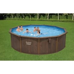 Piscine En Acier Bestway Hydrium Effet Bois Ø 4,90 X H 1,30 M 12 Piscine En Acier Bestway Hydrium Effet Bois Ø 4,90 X H 1,30 M -Fournitures De Piscine piscine hors sol acier ronde 488 x 130 m hydrium 1