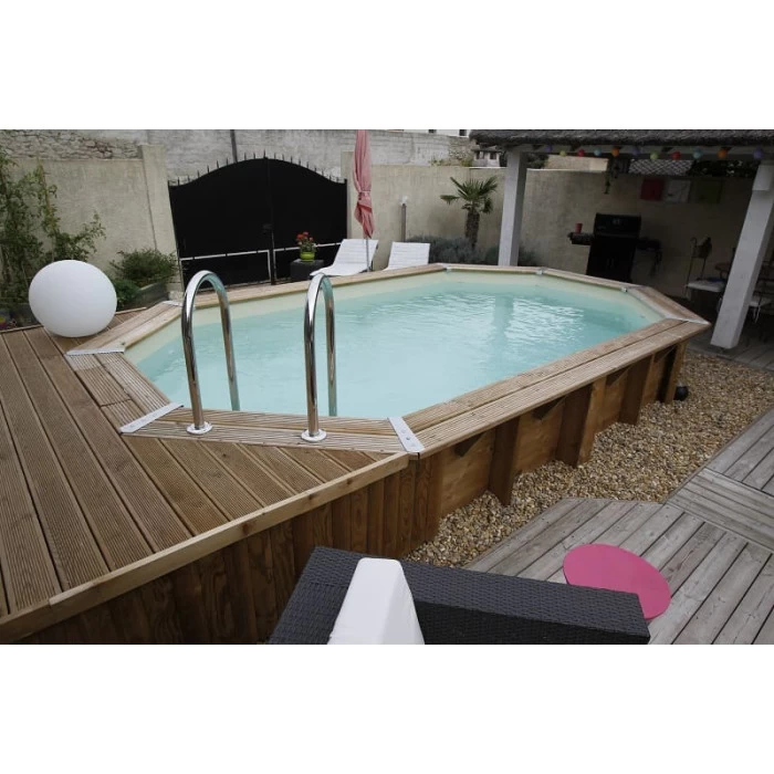 Piscine En Bois Octogonale Ubbink Azura 4,90 X 3,55 X 1,30 M - Liner Beige 4 Piscine En Bois Octogonale Ubbink Azura 4,90 X 3,55 X 1,30 M - Liner Beige – Image 2