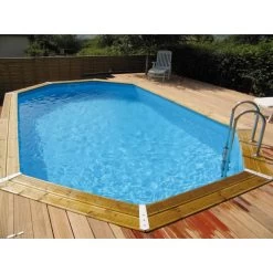 Piscine En Bois Octogonale Ubbink Azura 4,90 X 3,55 X 1,30 M - Liner Bleu -Fournitures De Piscine piscine ubbink azura 490 355 130 bleu 2