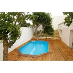 Piscine En Bois Octogonale Ubbink Azura 4,90 X 3,55 X 1,30 M - Liner Bleu -Fournitures De Piscine piscine ubbink azura 490 355 130 bleu 3
