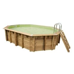 Piscine En Bois Octogonale Ubbink Azura 6,10 X 4 X 1,20 M - Liner Beige