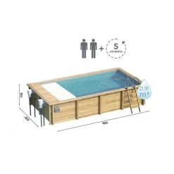 Piscine Urbaine XL Procopi En Bois 6,5 X 3,5 M - Couverture Automatique -Fournitures De Piscine piscine urbaine xl dimensions